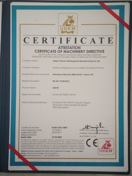 中国 Hebei Yichuan Drilling Equipment Manufacturing Co., Ltd 認証